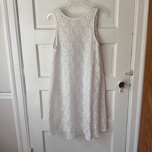 Profile by Gottex White Sheer Floral Lace Swim Coverup Dress Stretch Hi-Low Hem - Picture 12 of 16